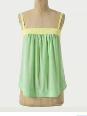 Anthropologie HD In Paris Green And Yellow Silk Camisole Size 4